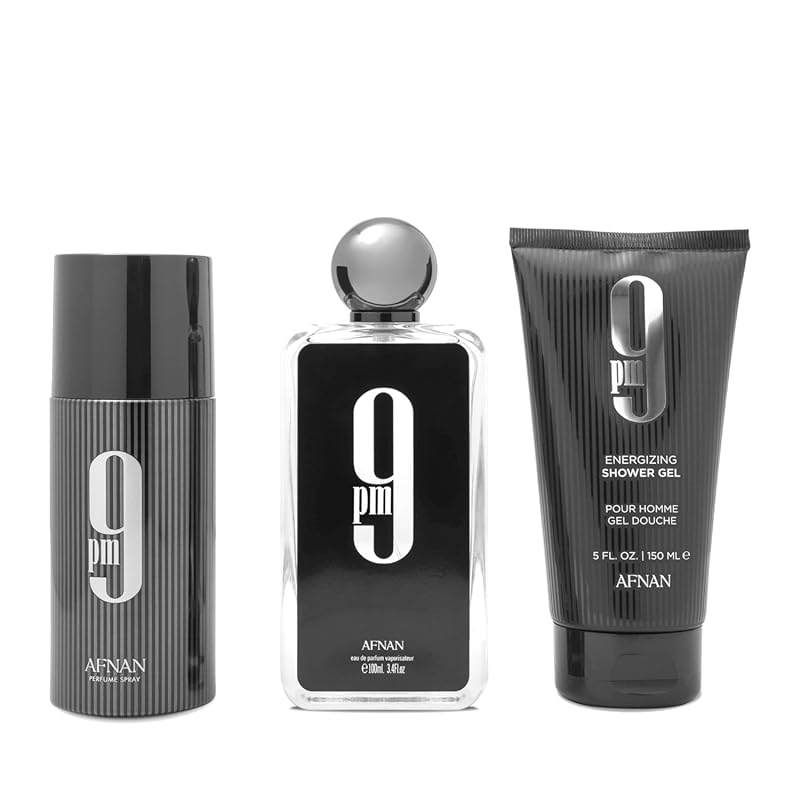 Afnan 9 PM Luxury Perfume Gift Set Eau De Parfum, Deodorant & Shower G