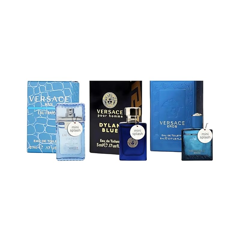 Versace Men's Miniature Variety Trio Perfume Splash Gift Set (0.17 oz 