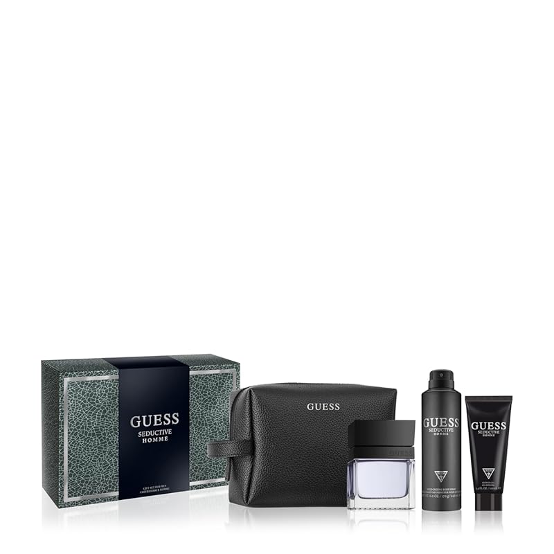 Guess Seductive Men 4-Piece Cologne Gift Set with Spray, Body Spray, S