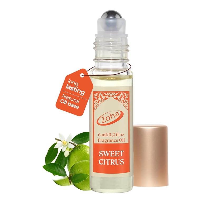 Zoha Sweet Citrus Roll-On Perfume Oil – Alcohol-Free, Travel-Size Long