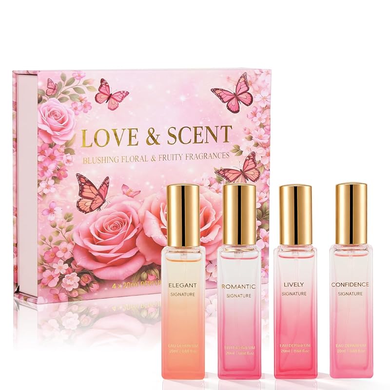 4-Piece Floral & Fruity Travel Perfume Set for Women, Ideal Birthday &